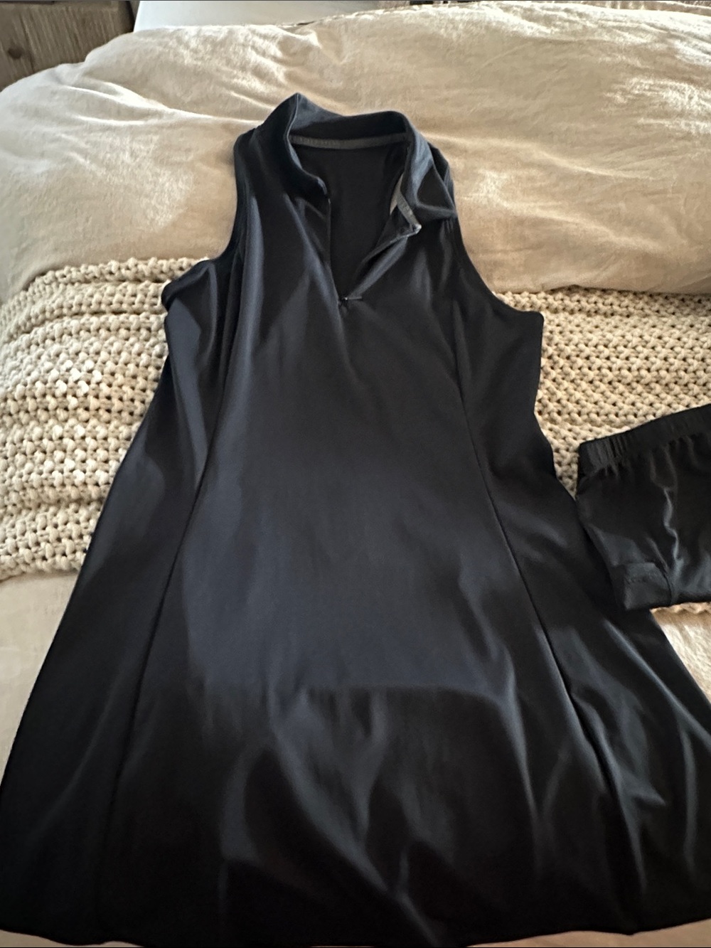 Sleeveless Black Polo Dress with Zip Neck